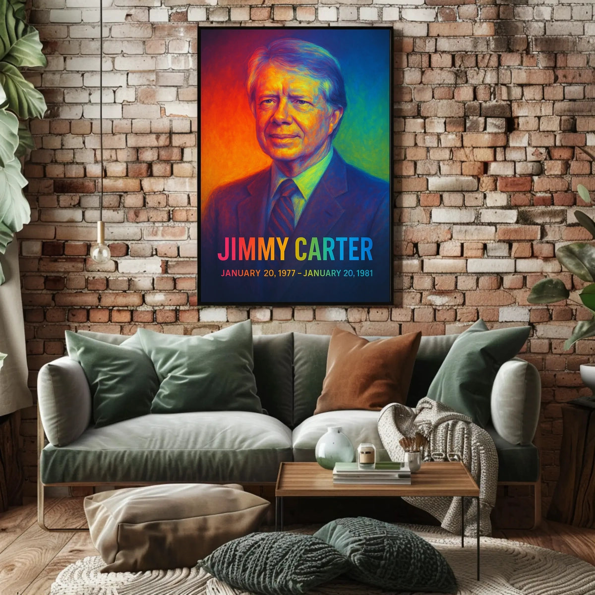 Jimmy Carter 39th President of the United States Neon Gradient Overlay Poster
