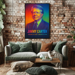 Jimmy Carter 39th President of the United States Neon Gradient Overlay Poster