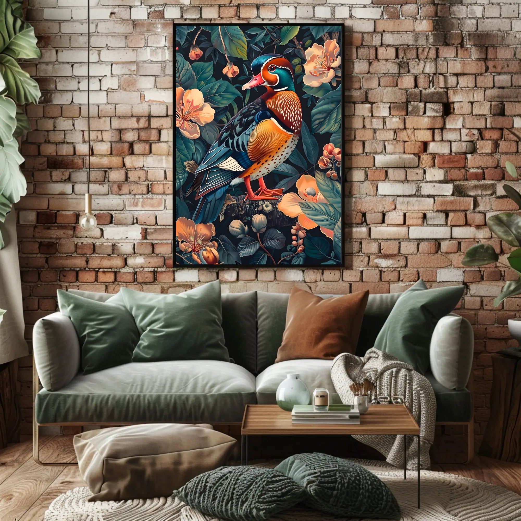Vibrant Mandarin Duck William Morris Art Poster