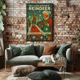 Mrs. Claus Reindeer Fashion Show Holiday Pop Culture Poster