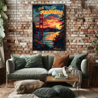 Sunset Over the Golden Gate Poster