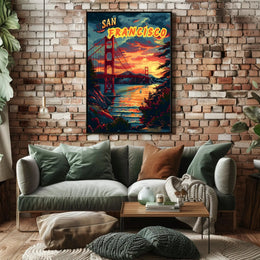 Sunset Over the Golden Gate Poster