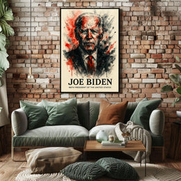 President Joe Biden Watercolor Art Poster - Historical or Presidential Poster