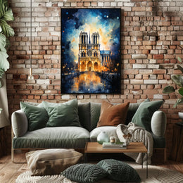 Notre-Dame De Paris A Nighttime Poster