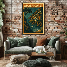 Amalfi Coast Travel Poster Wall Art Coastal Decor 18x24