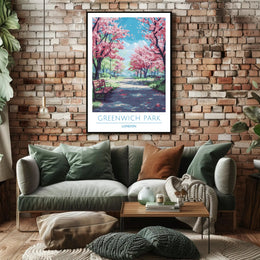 Greenwich Park Serenity Cherry Blossom Travel Poster