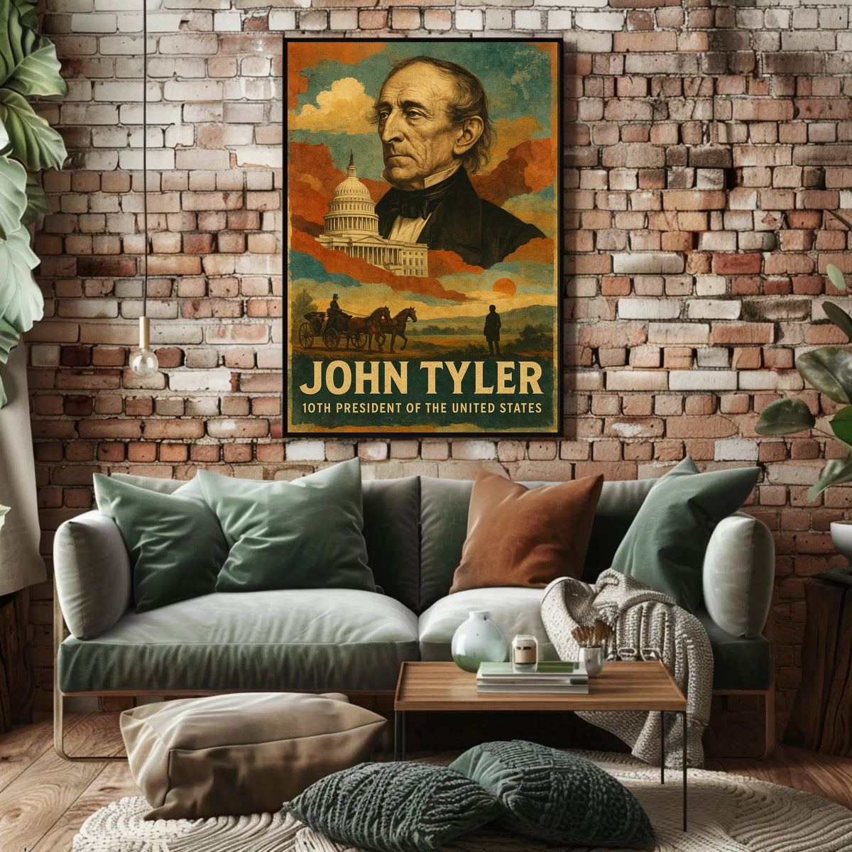 John Tyler 10th President of the United States Layered Digital Collage Poster