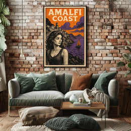 Amalfi Coast Poster Wall Art Coastal Landscape Decor