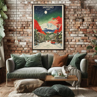 Sapporo Winter Wonderland Vintage Travel Poster