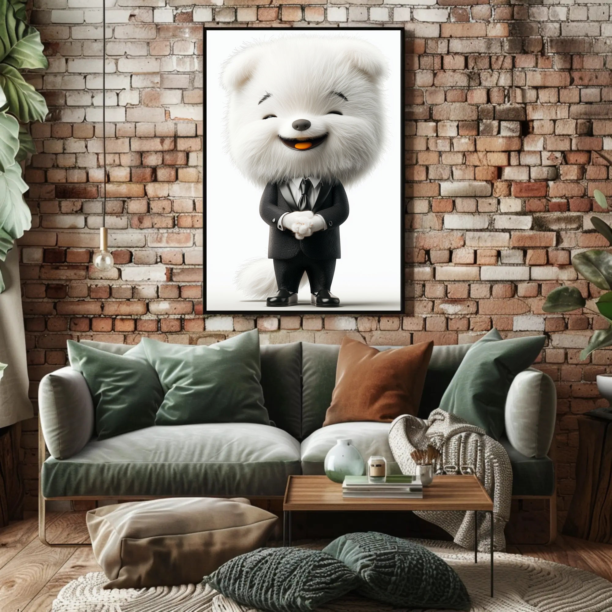 Elegant Anthropomorphic Dog Cartoon in Formal Suit Poster PosterGoat
