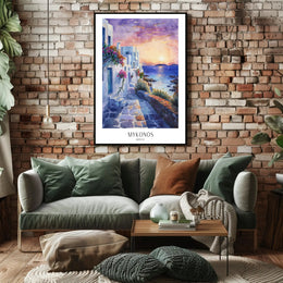 Mykonos Sunset Dreaming Travel Poster PosterGoat