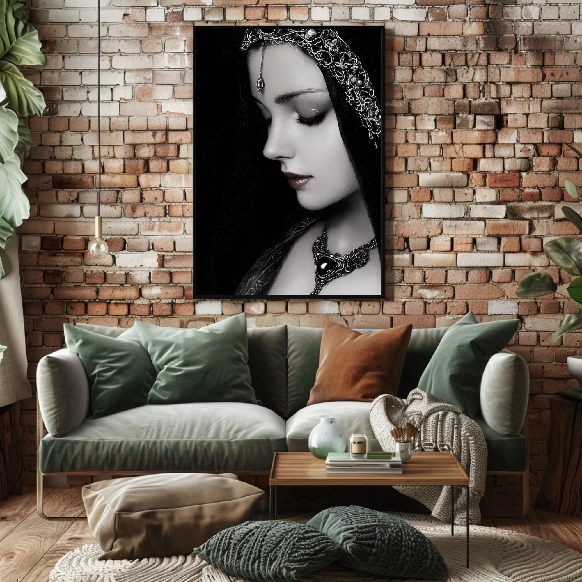 Medieval Elegance: Woman with Silver Jewelry Fantasy Poster PosterGoat