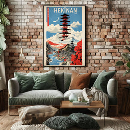 Hekinan's Tranquil Pagodas: Japanese Cultural Heritage Poster