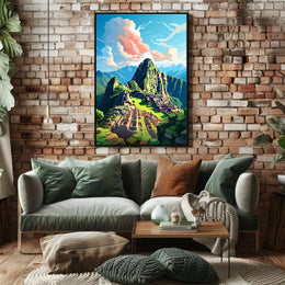 Machu Picchu Majesty: Geometric Travel Poster
