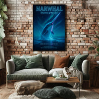 Narwhal Beneath Northern Lights Fantasy or Mythology Poster