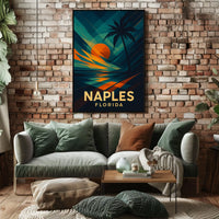 Naples Florida Sunset Vibes Poster Wall Art 18x24 Inches