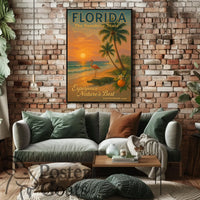 Florida Sunset: Vintage Travel Poster