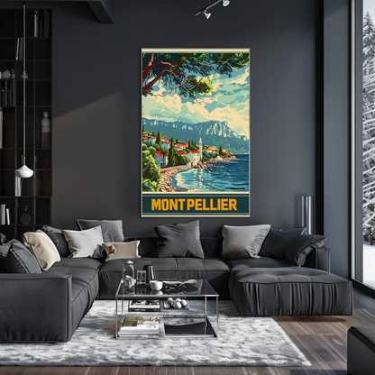 Montpellier Seaside Village Cliffs Trees Travel Poster