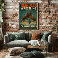 Reindeer Wrestling Championship: Bold Whimsical Sports Poster