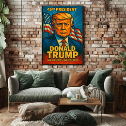 Donald Trump 45th President of the United States Colorful Comic Book Style Poster