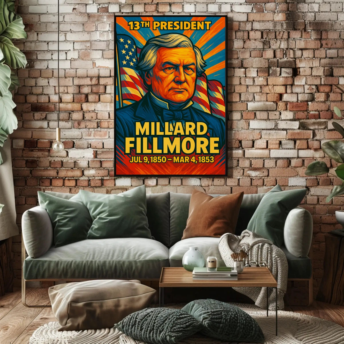 Millard Fillmore 13th President of the United States Colorful Comic Book Style Poster
