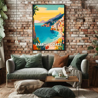 Amalfi Coast Scenic Travel Modern Illustration Poster