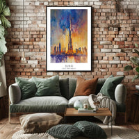 Dubai Skyline Modern Abstract Watercolor Urban or Cityscape Poster PosterGoat