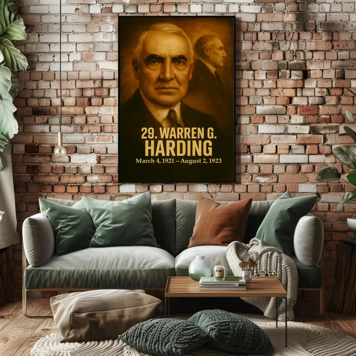 Warren G Harding Presidential Poster Vintage Analog Film Aesthetic Portrait Wall Art Historical Print