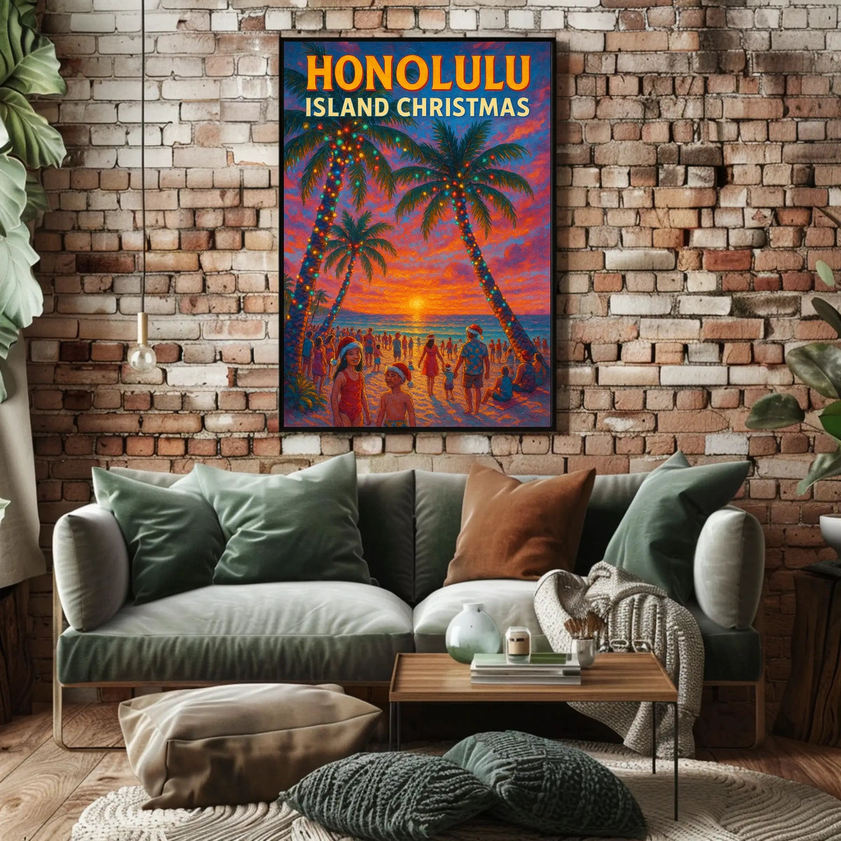 Honolulu Island Christmas Poster