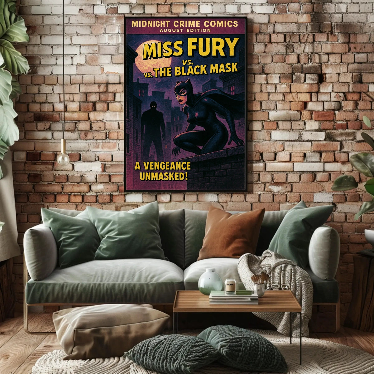 Miss Fury Vintage Comic Nighttime Adventure Pop Culture Poster