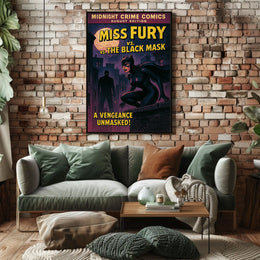 Miss Fury Vintage Comic Nighttime Adventure Pop Culture Poster