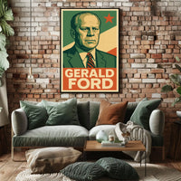 Gerald Ford Presidential Portrait Historical Figure Photography Realism Iconic American Heritage Decor Poster