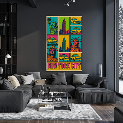 Vibrant New York City Icons Pop Art Travel Poster