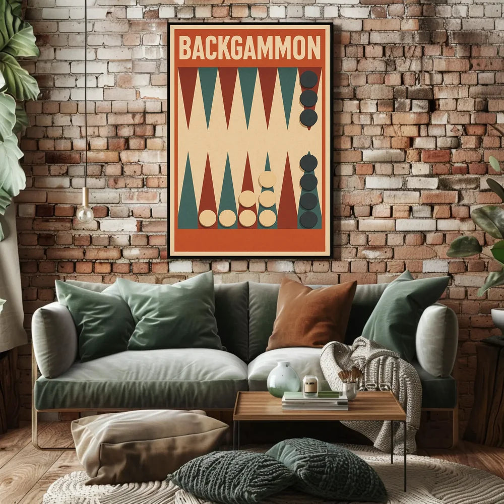 Backgammon Vintage Style Board Game Art Poster