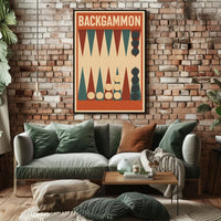 Backgammon Vintage Style Board Game Art Poster