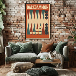Backgammon Vintage Style Board Game Art Poster