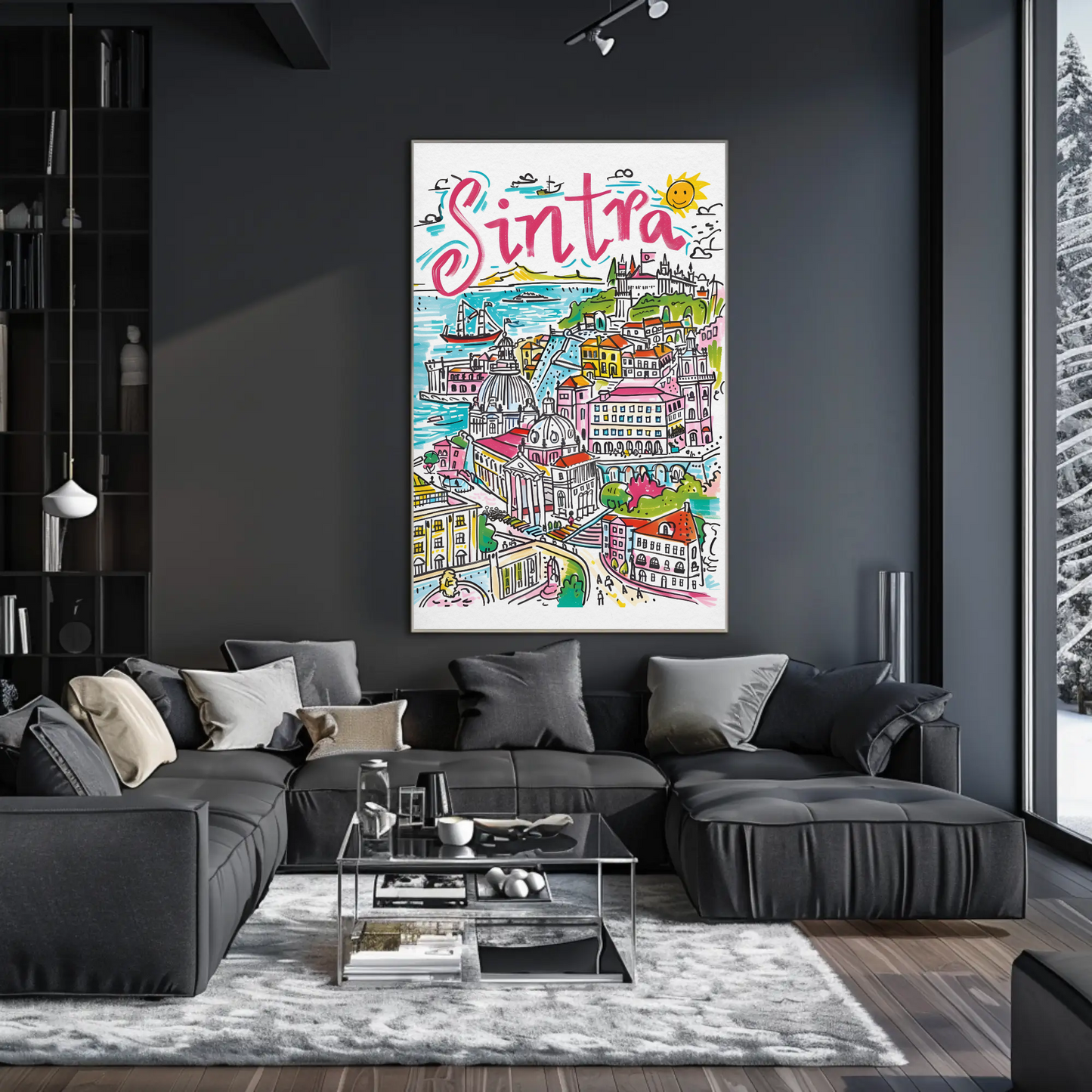 Sintra Portugal Historic Castles Colorful Town Travel Poster