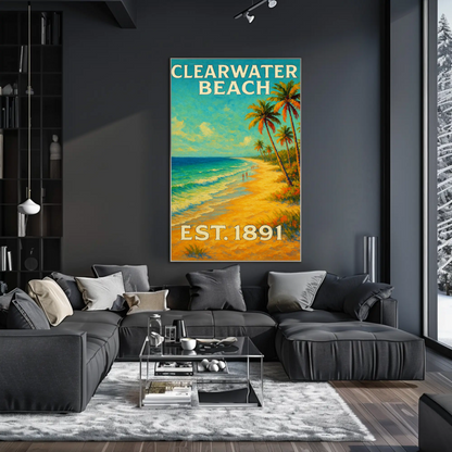 Clearwater Beach Florida Palm Coast Travel Poster
