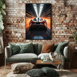 Sleek Modern Sports Car Racing Futuristic Sci-Fi Poster