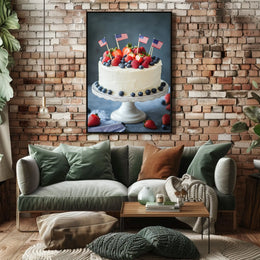 patriotic cake with white icing Poster