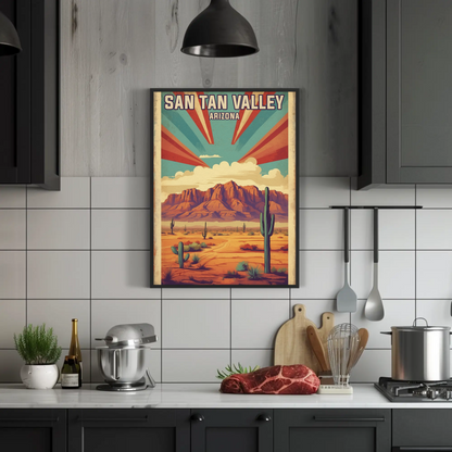 San Tan Valley Arizona Sunset Desert Vintage Travel Poster