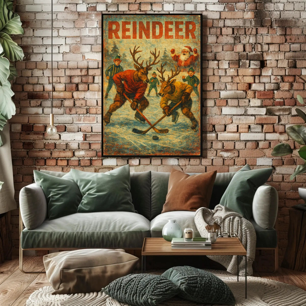 Reindeer Hockey Poster