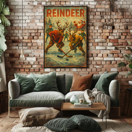 Reindeer Hockey Poster