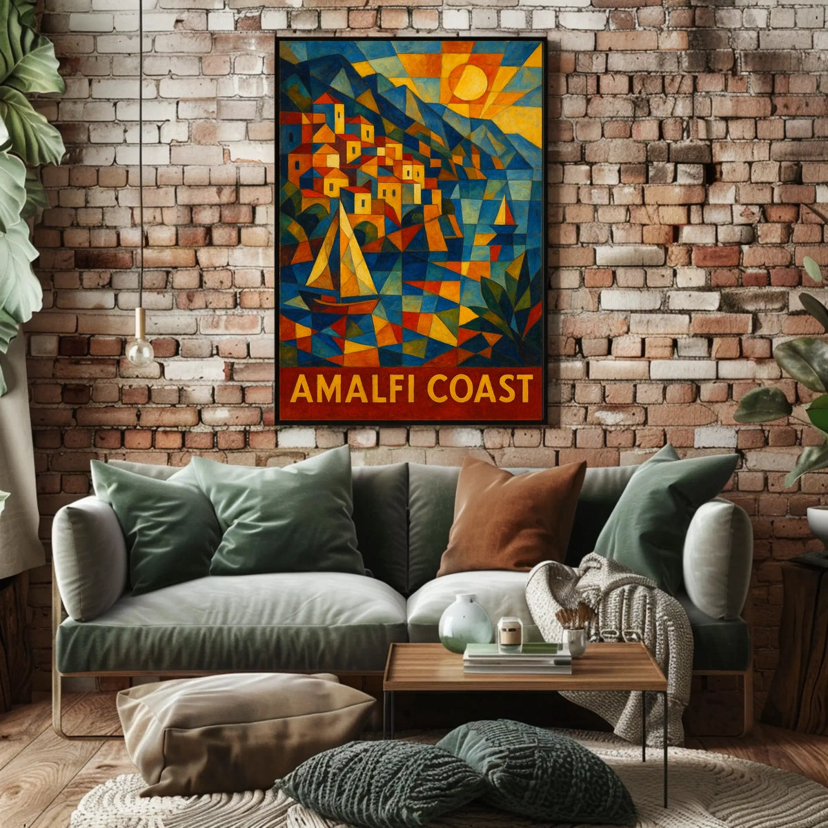Amalfi Coast Vibrant Mosaic Poster Coastal Wall Art