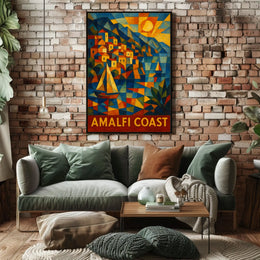 Amalfi Coast Vibrant Mosaic Poster Coastal Wall Art