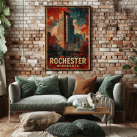 Rochester Cityscape Vintage Art Poster