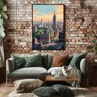 New York Sunset Cityscape Skyline Poster Modern Wall Art