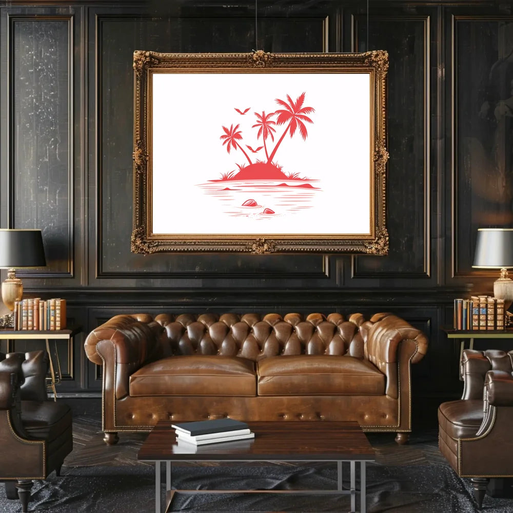 Tropical Island Minimalist Poster: Serene Beach Art Decor