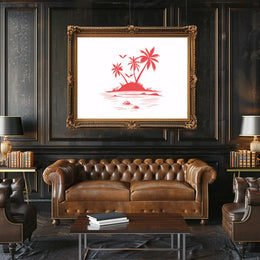 Tropical Island Minimalist Poster: Serene Beach Art Decor