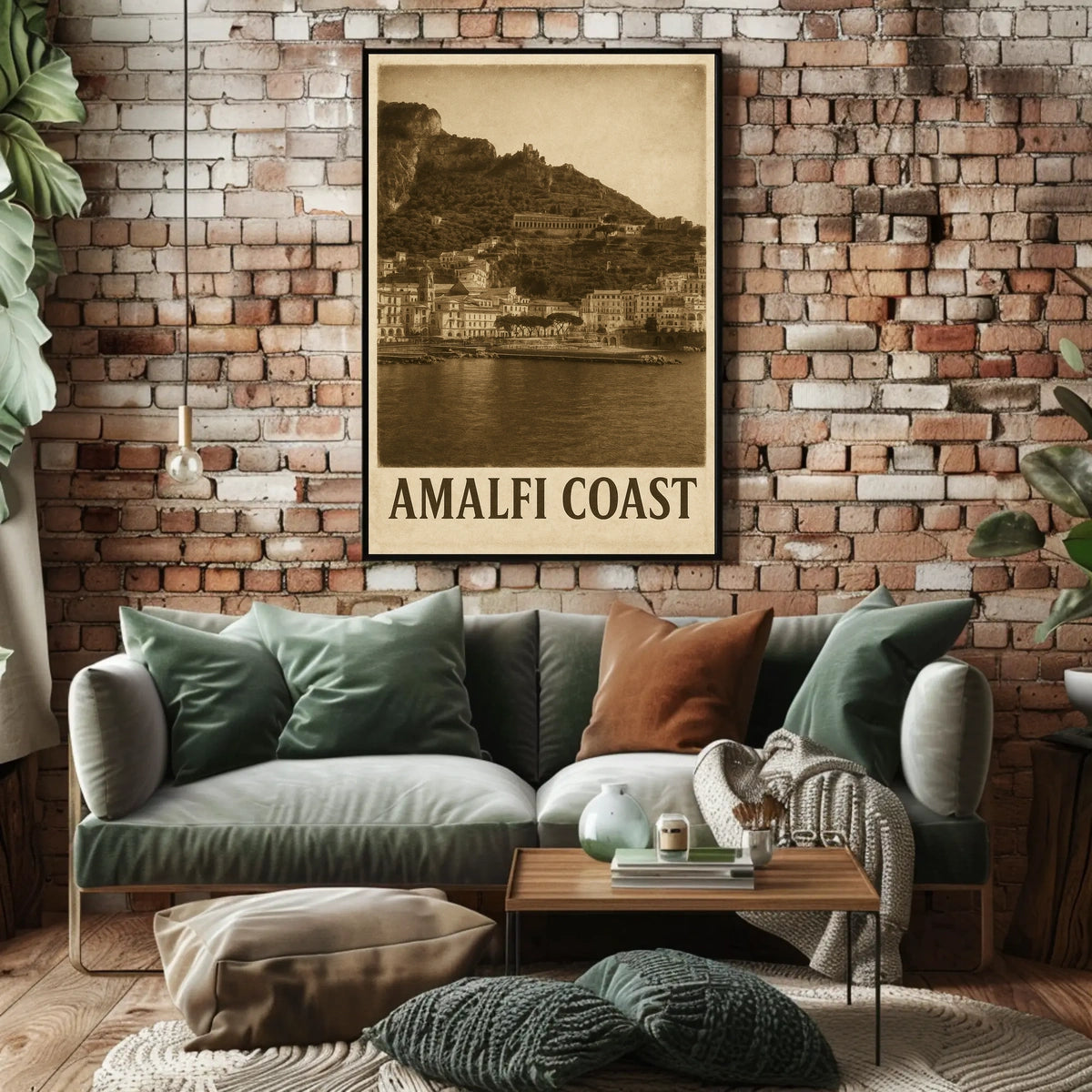 Amalfi Coast Vintage Poster Wall Art for Coastal Decor